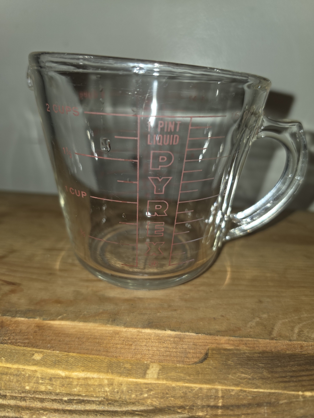 Pyrex Clear Glass Measuring Cup with Pink Scale